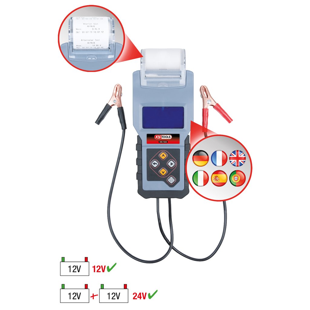 Ks Tools 12v Battery Charging + Starting Analyzer W. Printer
