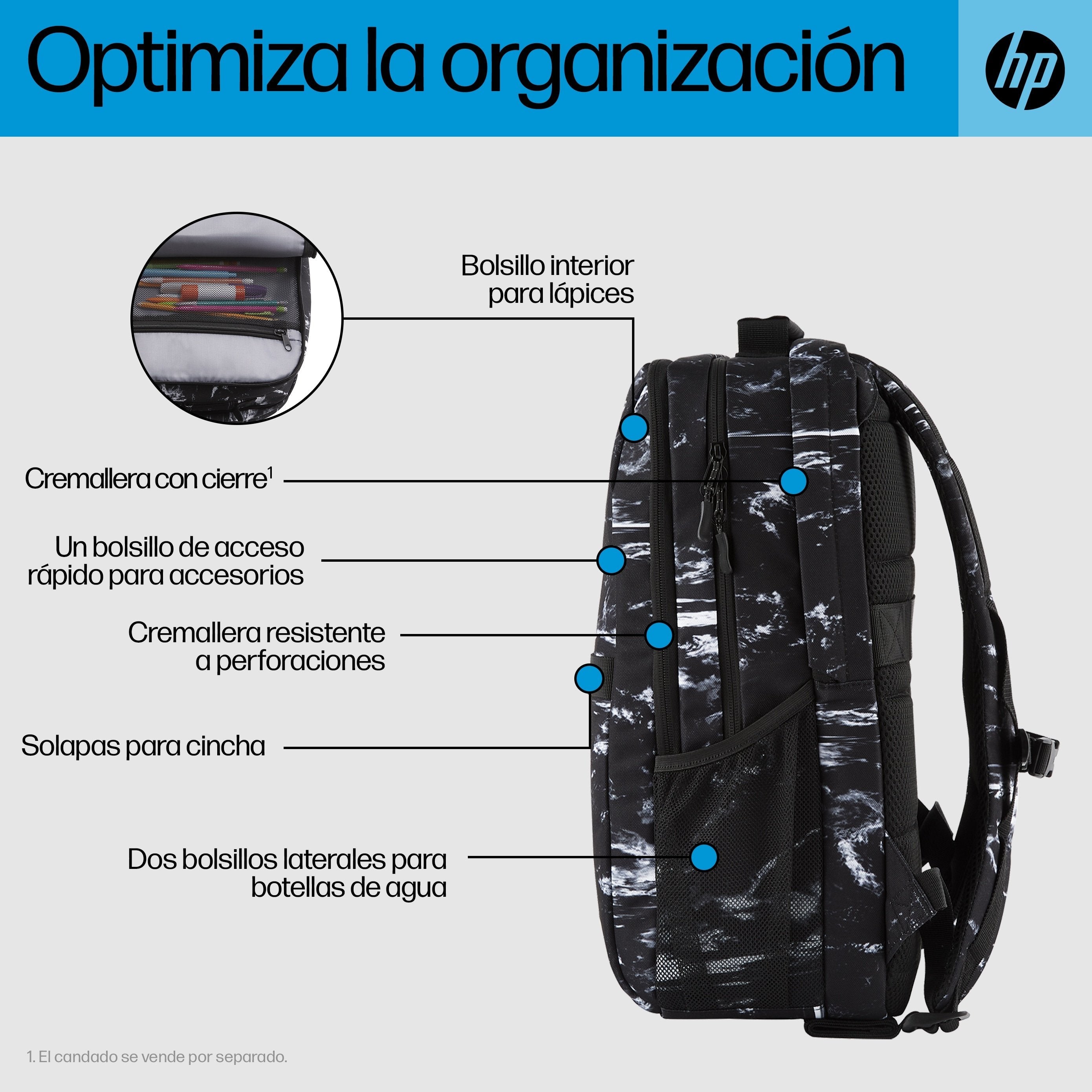 EAN 0197192487587 - HP Campus XL Marble Stone Backpack mochila Mochila informal Negro Polietileno de baja densidad (LDPE), Pl imagen 4