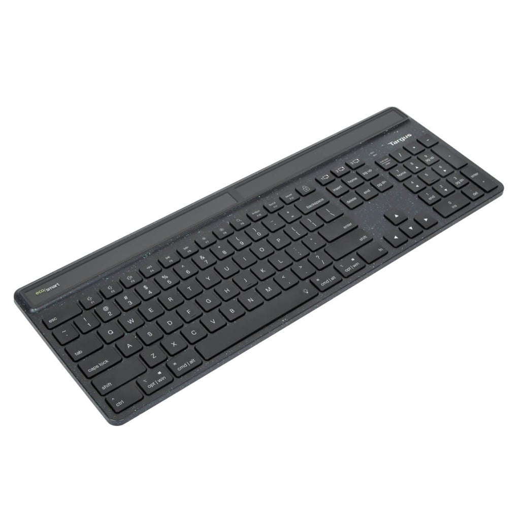 Targus Ecosmart Teclado Captación De Energía Sostenible Antimicrobiano Luz Trasera Inalámbrico Bluetooth 5.0 Qwerty Nórdico Interruptor: Tecla De Tijera Negro Recycled Packaging