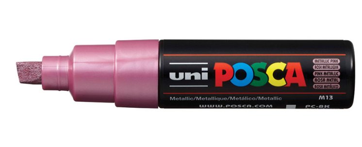 Posca Marcador Pc-8k No Permanente Punta Biselada 8.0mm Rosa Metálico