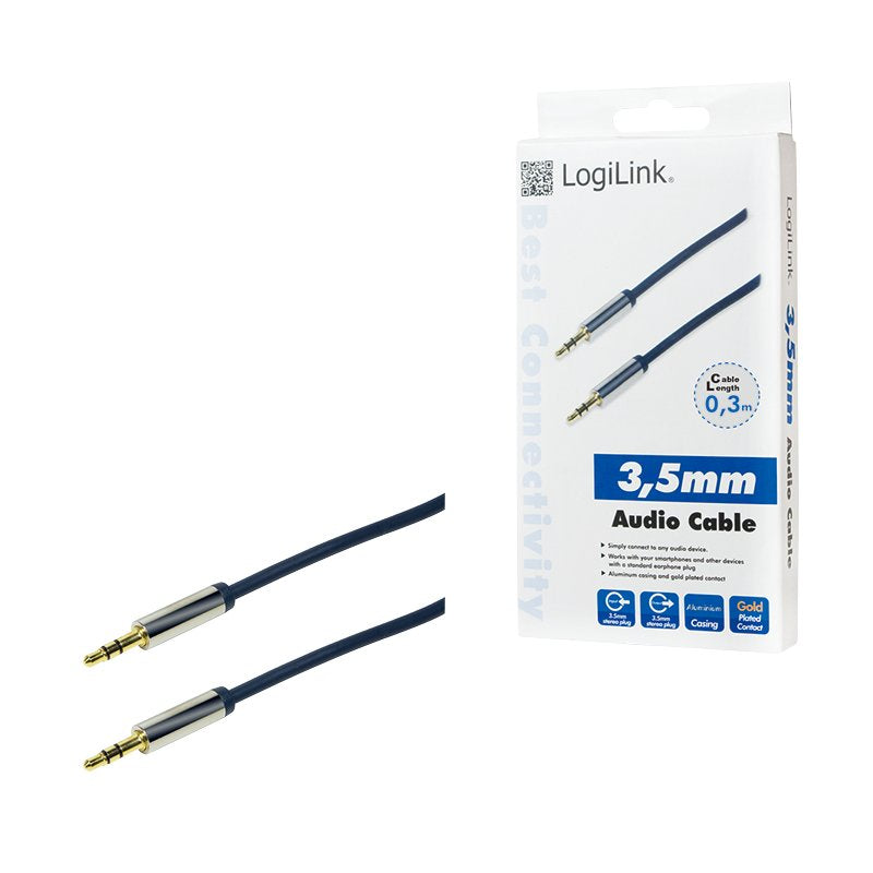 Logilink - Cable Audio 3.5 Stereo M/M 0.30 M, Azul