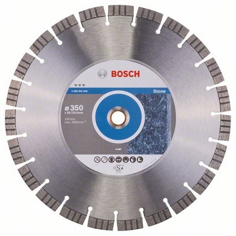 Disco De Corte De Diamante Bosch Professional Best For Stone, Ø 350 Mm, Orificio 20 / 25,4 Mm 2608602648