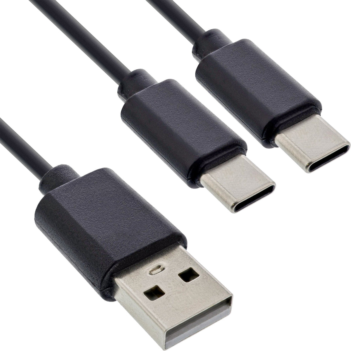 Inline® Usb 2in1 Y-Charging Cable, 1x Usb-A Macho A 2x Usb-C Male, Negro 0.5m
