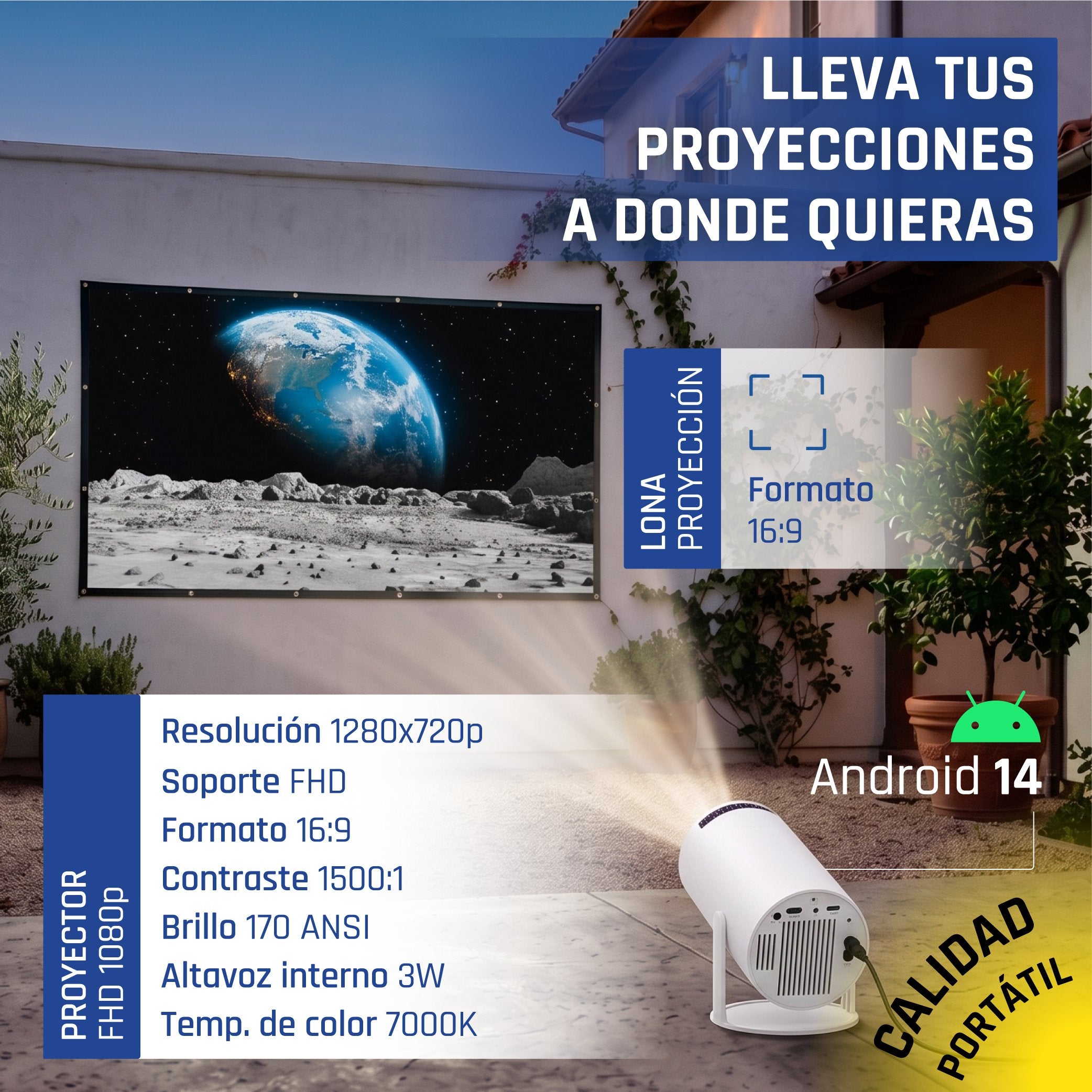 EAN 2528112316195 - iggual MP720p + ECO-COST 100" 120 lúmenes ANSI 720p (1280x720) Blanco imagen 4