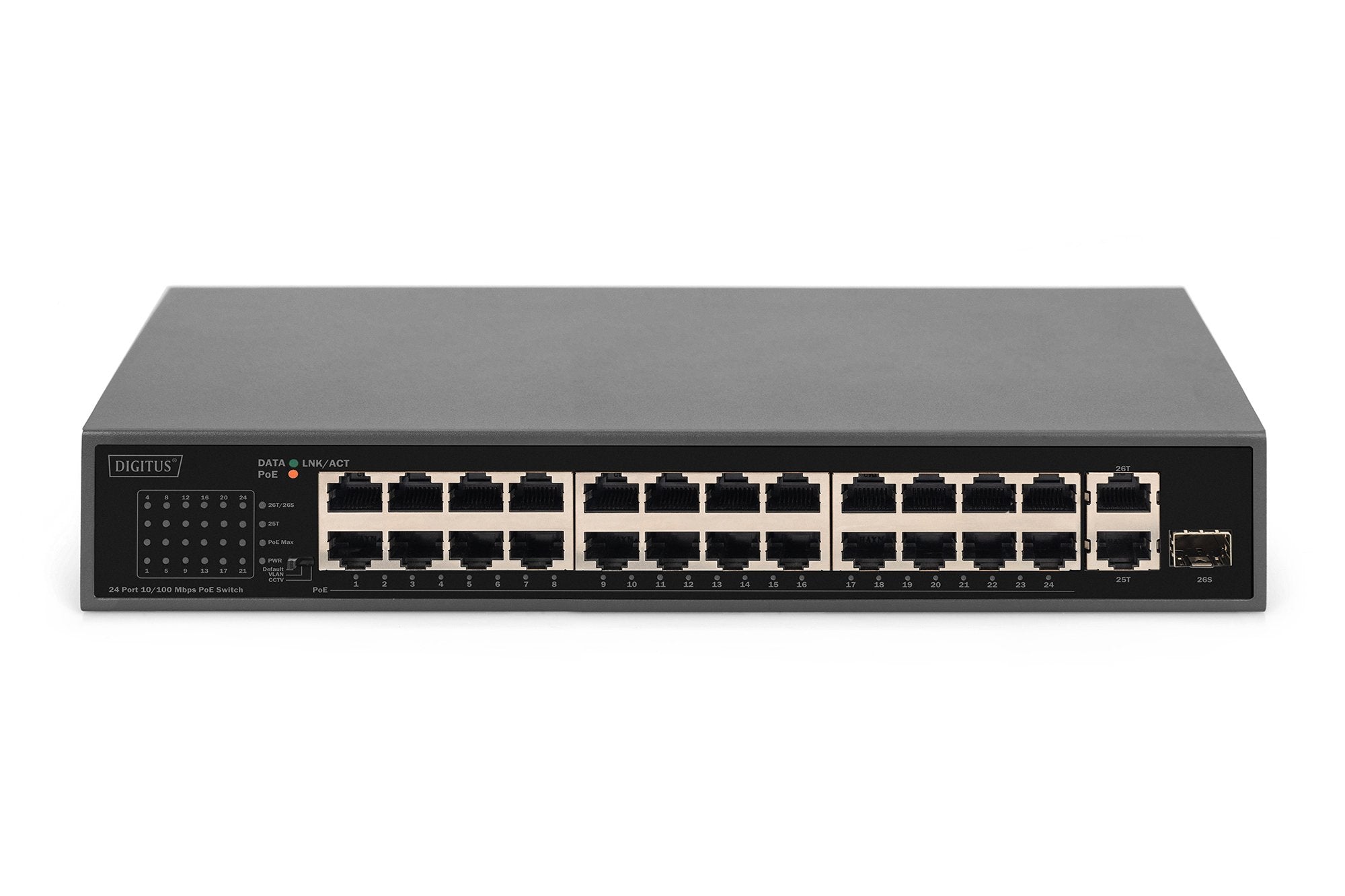 Switch Digitus Fe Poe De 24 Puertos, 2 Puertos Uplink (Sfp/Rj45)