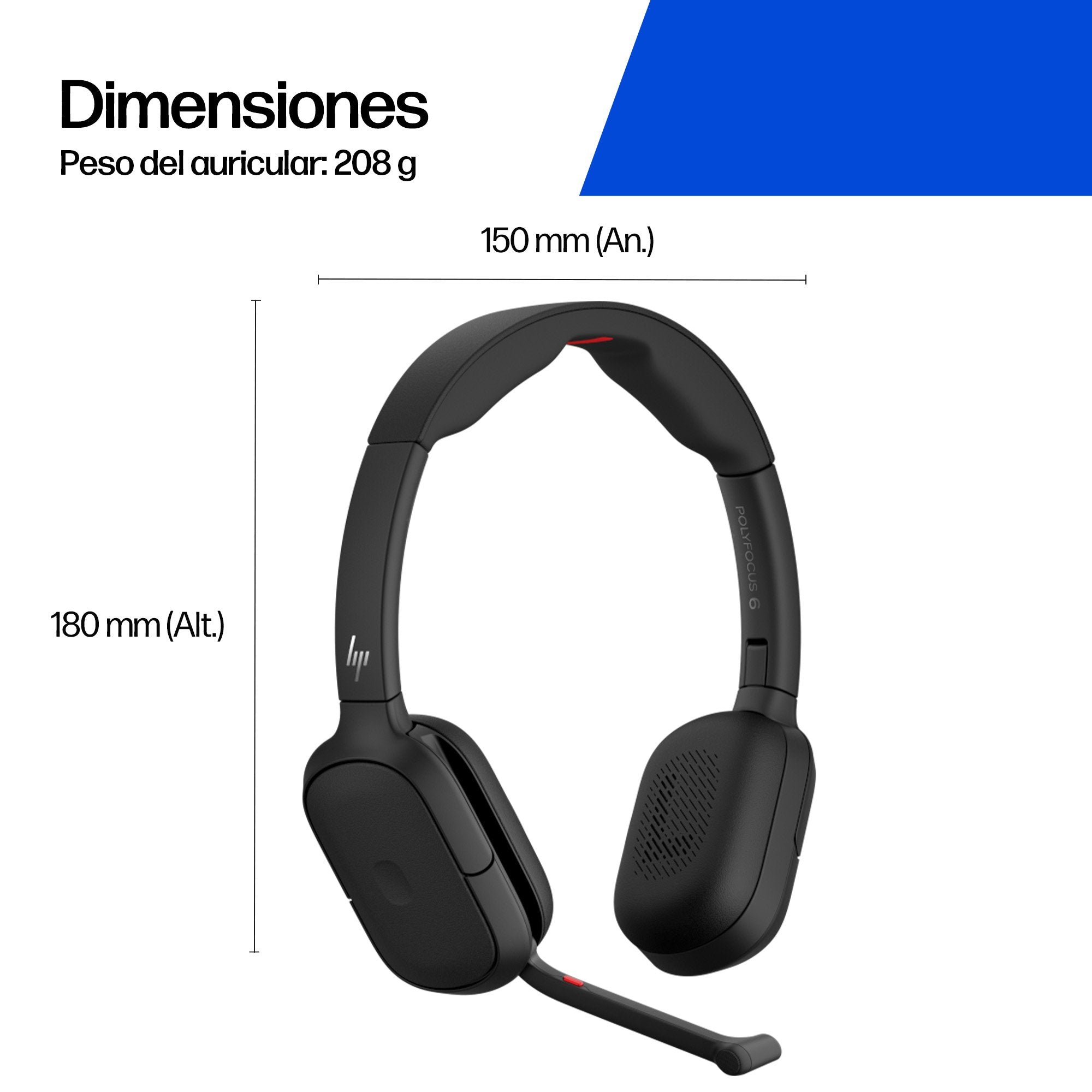 EAN 0199485857916 - HP Poly Focus 625 Stereo Bluetooth Headset Inalámbrico Diadema Negro imagen 5