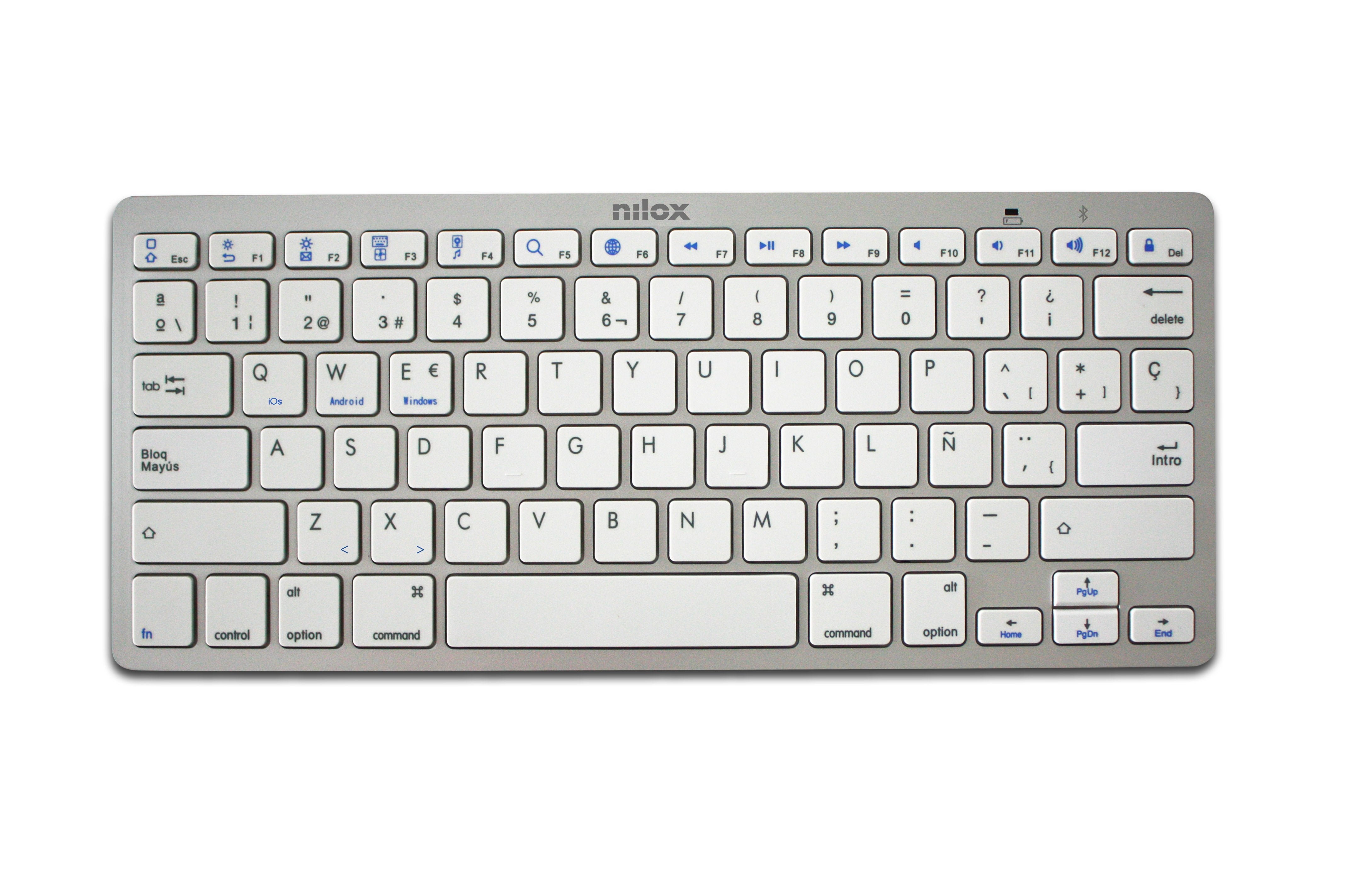 EAN 8435099531173 - Nilox NXKB01S teclado Universal QWERTY Español Plata, Blanco imagen 1