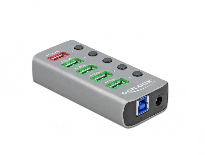 EAN 4043619632633 - DeLOCK 63263 hub de interfaz USB 3.2 Gen 1 (3.1 Gen 1) Type-B 5000 Mbit/s Gris imagen 1