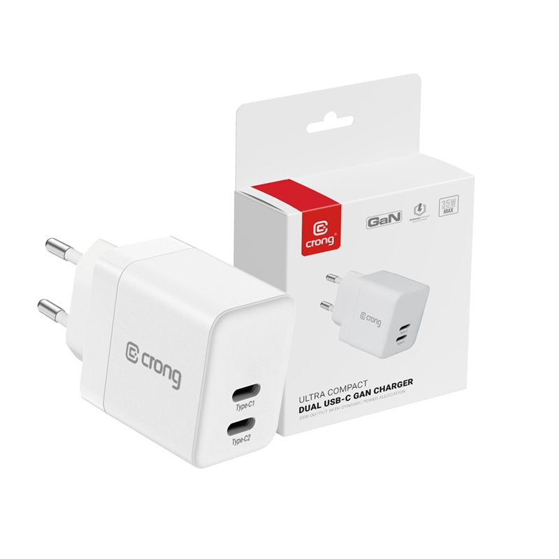 Ultra Compact Gan Ladowarka Sieciowa 2x Usb-C 35w Pd 3.0 Z Pps Biala