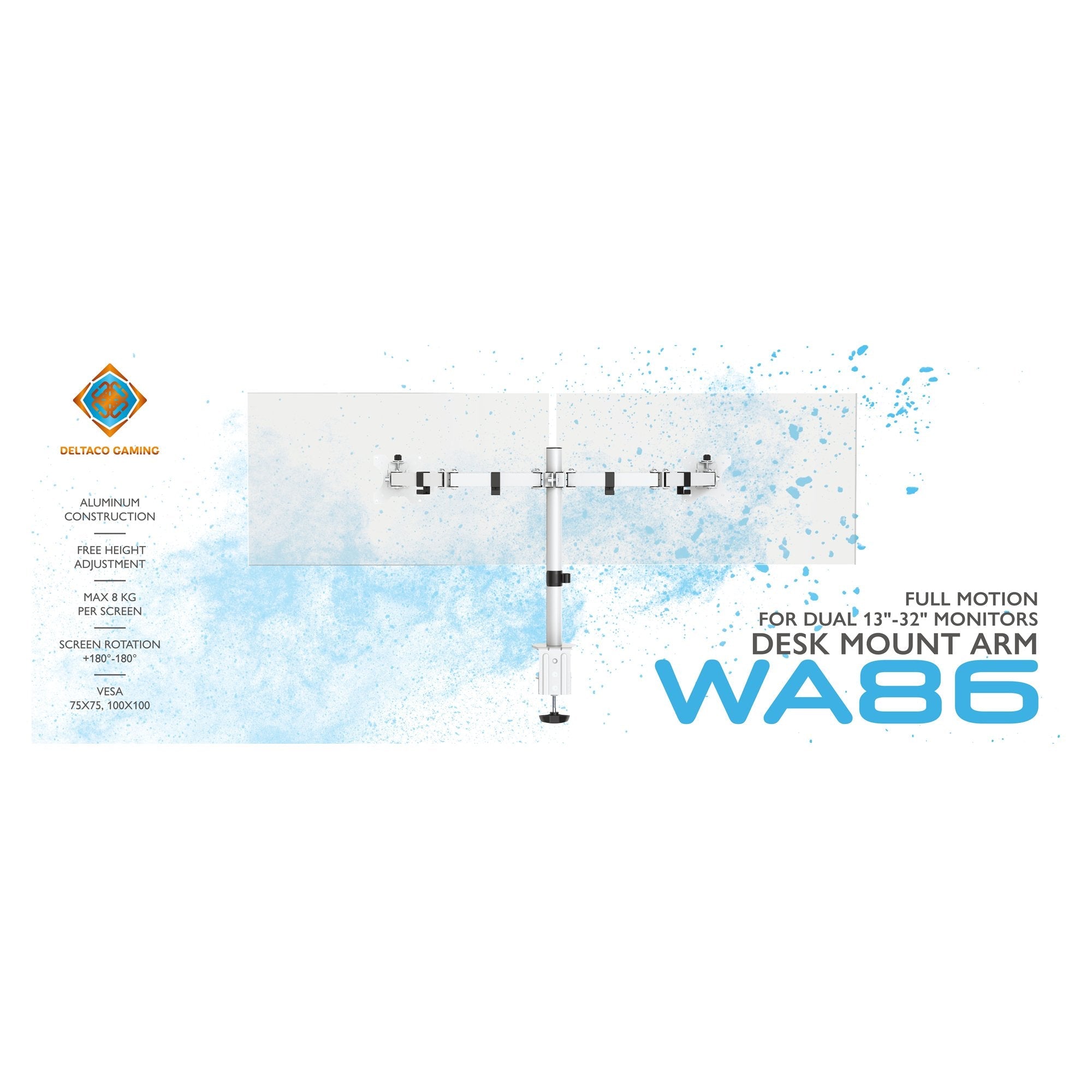 Deltaco Gaming Dual Monitor Tischhalterung 13''-32'' Weiá