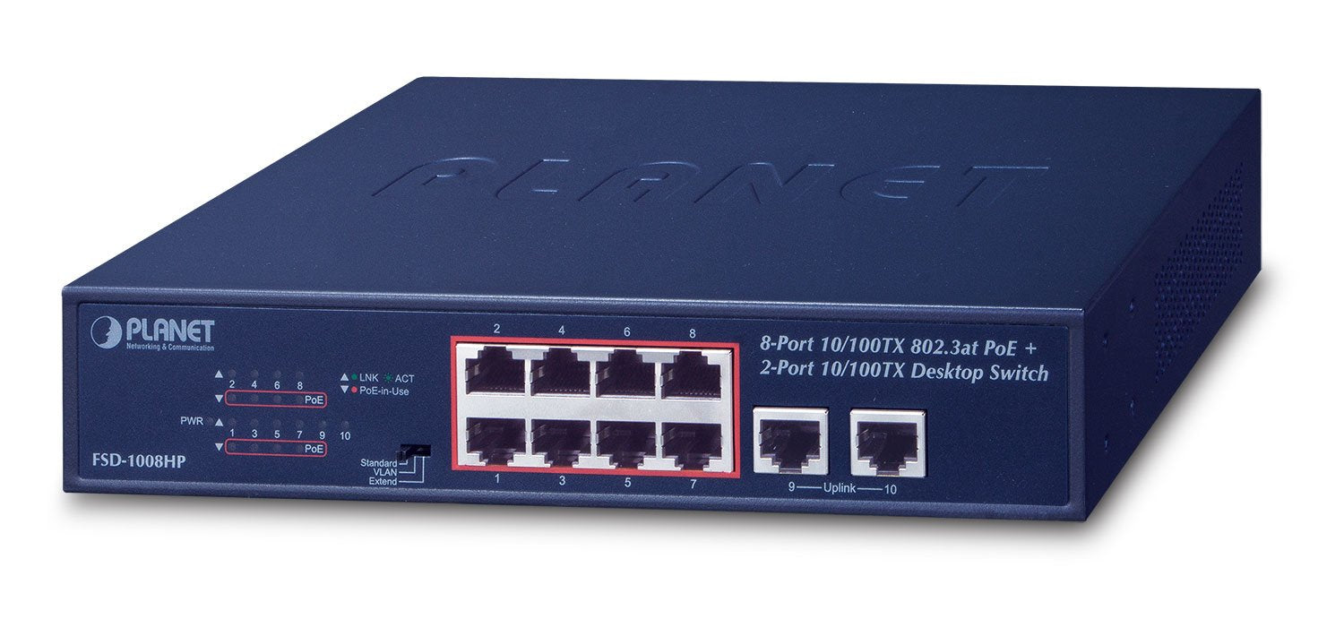 EAN 4711605283083 - PLANET FSD-1008HP switch No administrado Fast Ethernet (10/100) Energía sobre Ethernet (PoE) 1U Azul imagen 1