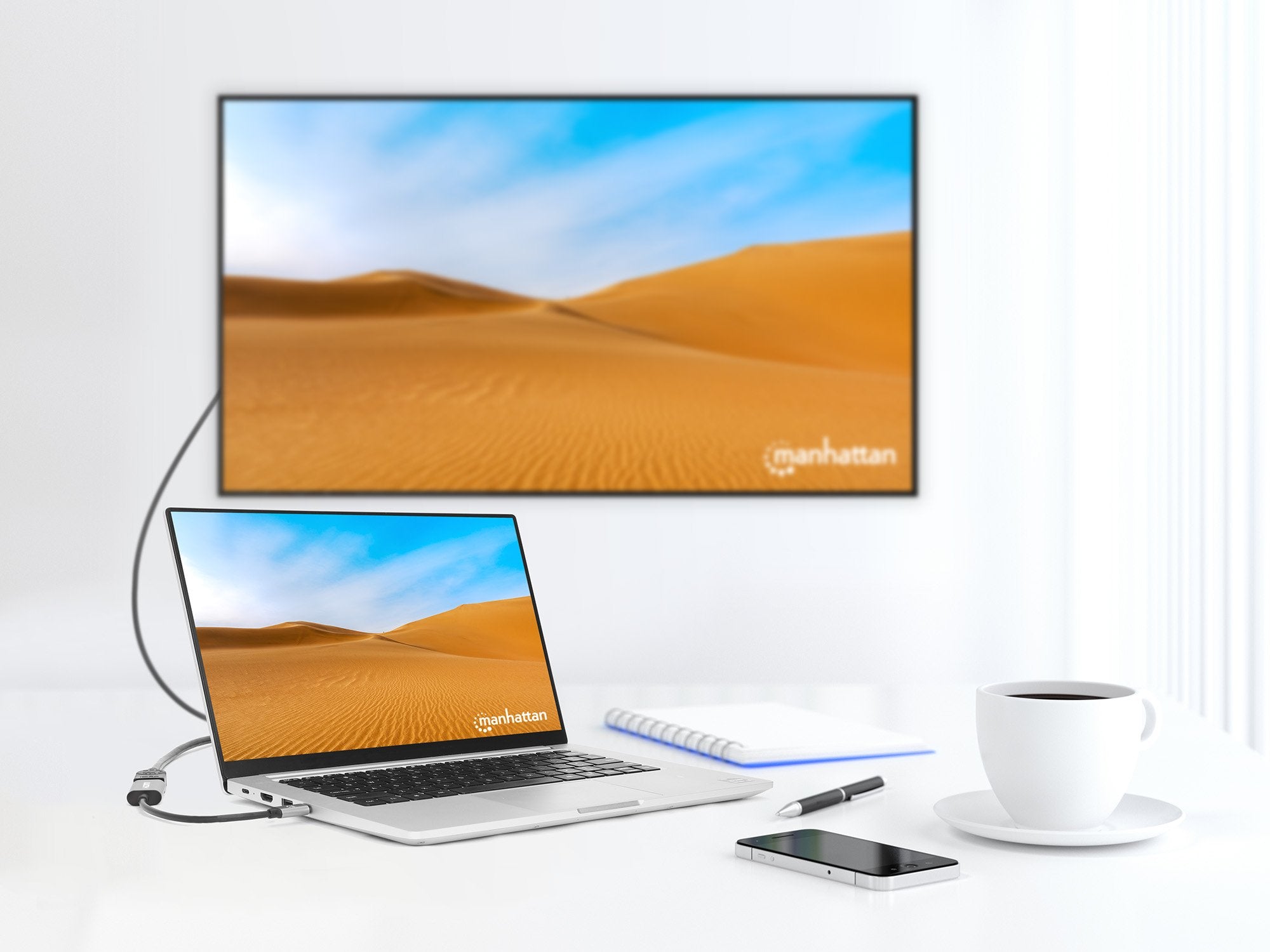 Manhattan Usb-C A Hdmi-Adaptador 4k 60hz Alu Space Gris