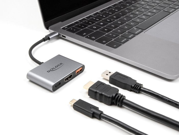 EAN 4043619610716 - DeLOCK 61071 adaptador de cable de vídeo 0,1 m USB Tipo C USB Type-C + USB Type-A + HDMI Gris imagen 2