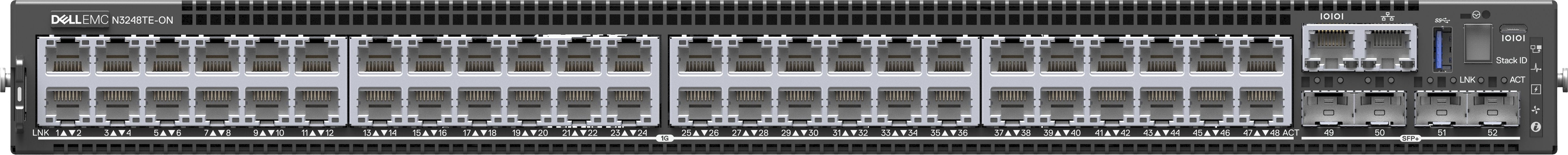 Dell Networking N3248te-On 48x1g 4x10g Sfp+ 2x100g Qsfp28 32gb 1xac Psu Io/Ps Os6