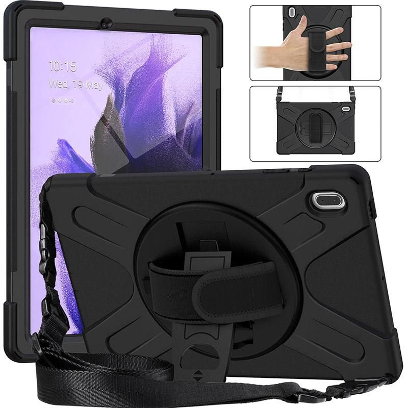 Austin Defender Case Samsung - Galaxy Tab S9 Fe+/S9+/S8+/S7 - Fe/S7+ With Hand Strap And Shoulder Strap. Black - Warranty: 24m