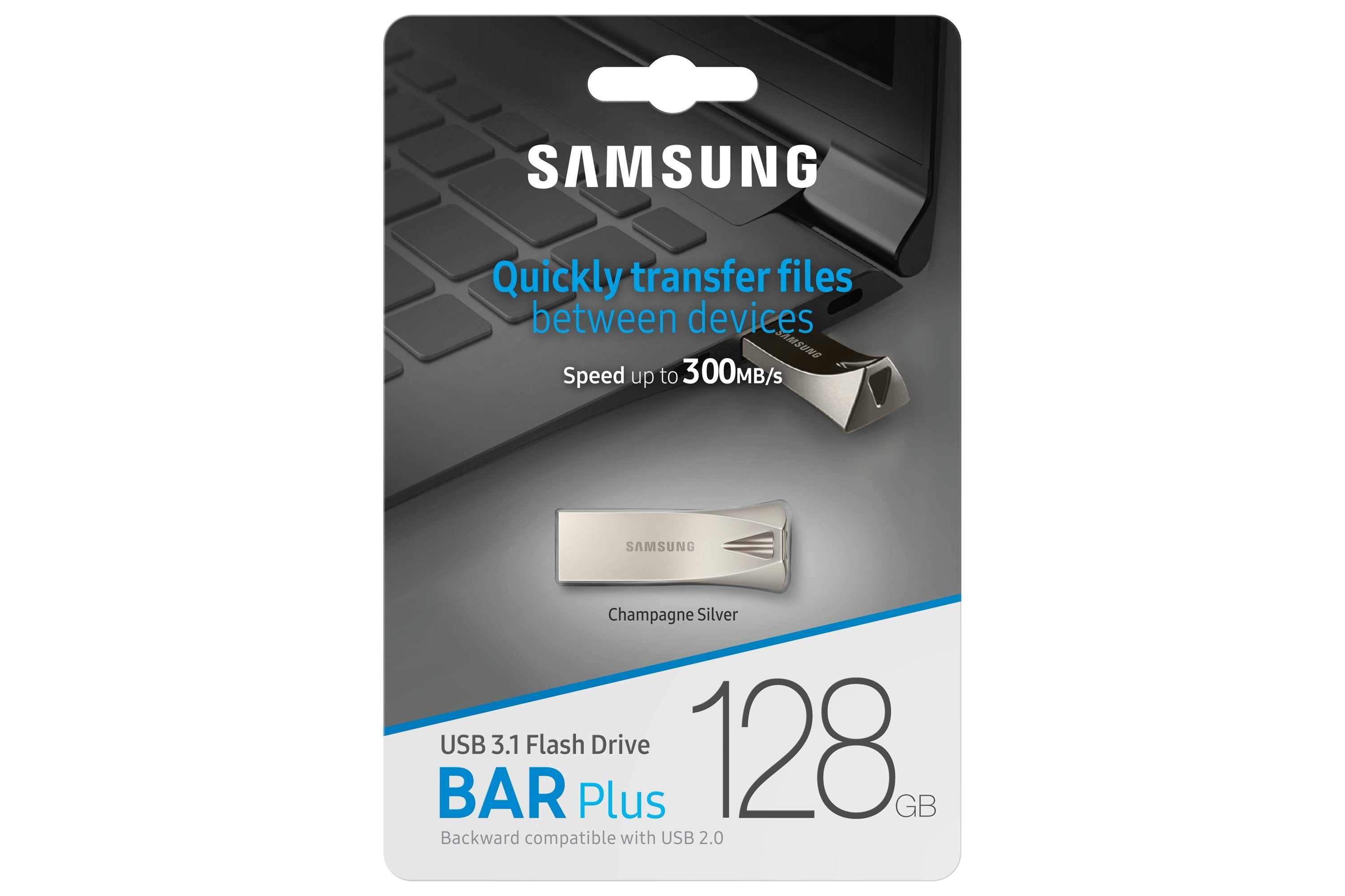 Pendrive Samsung Bar Plus Silver 128gb Usb 3.1 300mb S Lectura