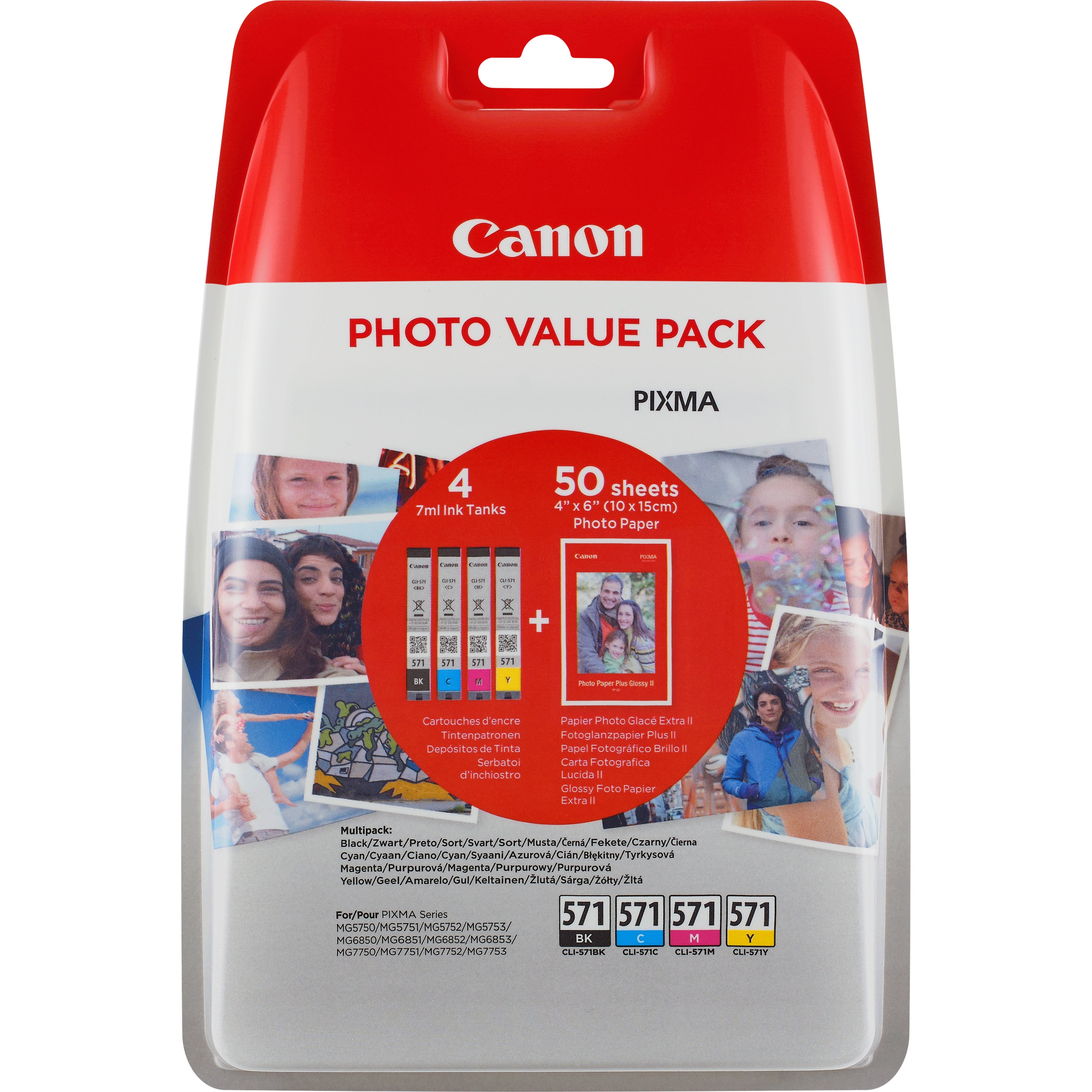 Tinta Original Canon Cli-571 Color Pack 4 Unidades Para Pixma Mg5750/Mg5751/Mg5752/Mg5753/Mg6850/Mg6851/Mg6852/Mg6852/Mg6853/Mg7750/Mg775