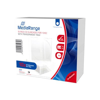 Mediarange Cd-Funda Vacía Schmal Para 1 Disc 5.2mm Transpa. 10x