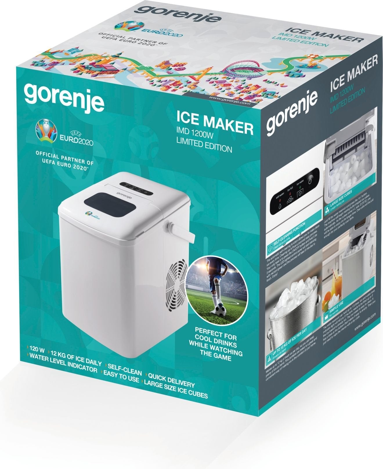 Máquina De Cubitos De Hielo Gorenje Imd1200w, Capacidad Del Depósito 1,8 L, Blanco