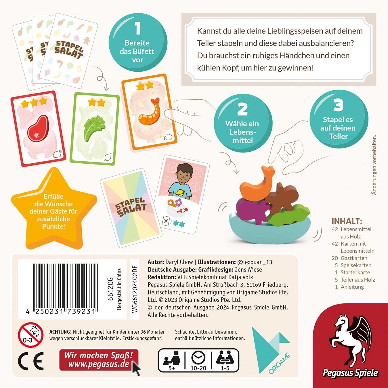 EAN 4250231739231 - Pegasus Stapelsalat Stacked salad 20 min Juego de mesa Educativo imagen 4