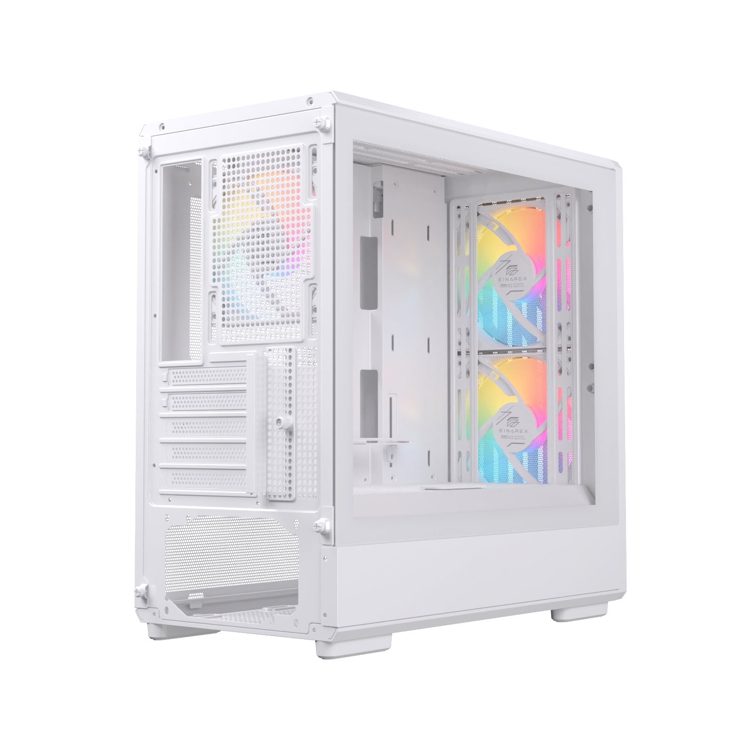 Caja Micro-Atx Semitorre Einarex Pm400 Rgb 3 Fans Blanca Excs-Pm-400r-W