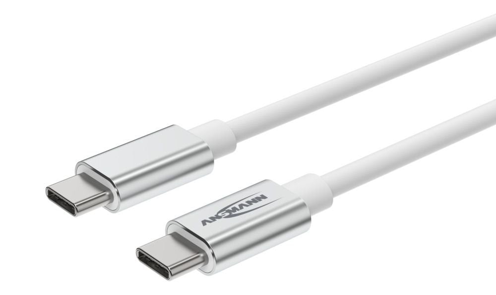 Ansmann Usb Typ-C Zu Typ-C Daten Und Ladecable (Blanco, 1,2 Meter, Laden Mit Bis Zu 60 Watt) 1700-0213