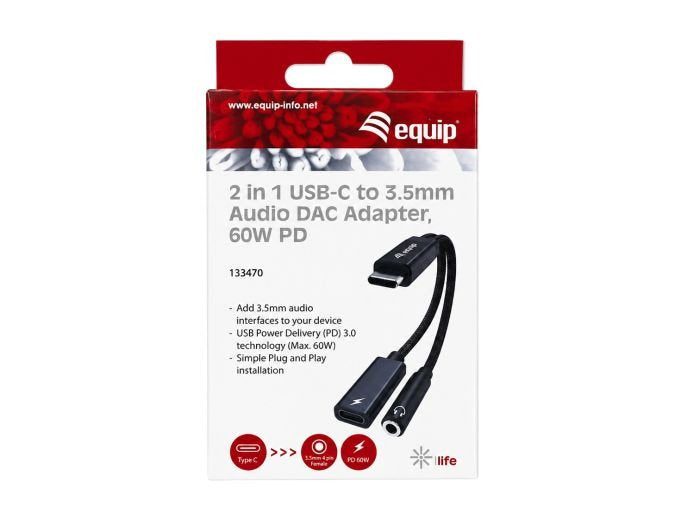 Equip Adapter Usb-C-> 3-Pin 3.5mm M/H Dac 0.12m Negro