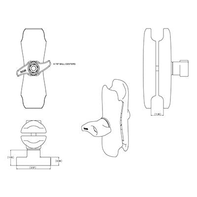 Socket Arm: Unpkd Ram Double D Balls