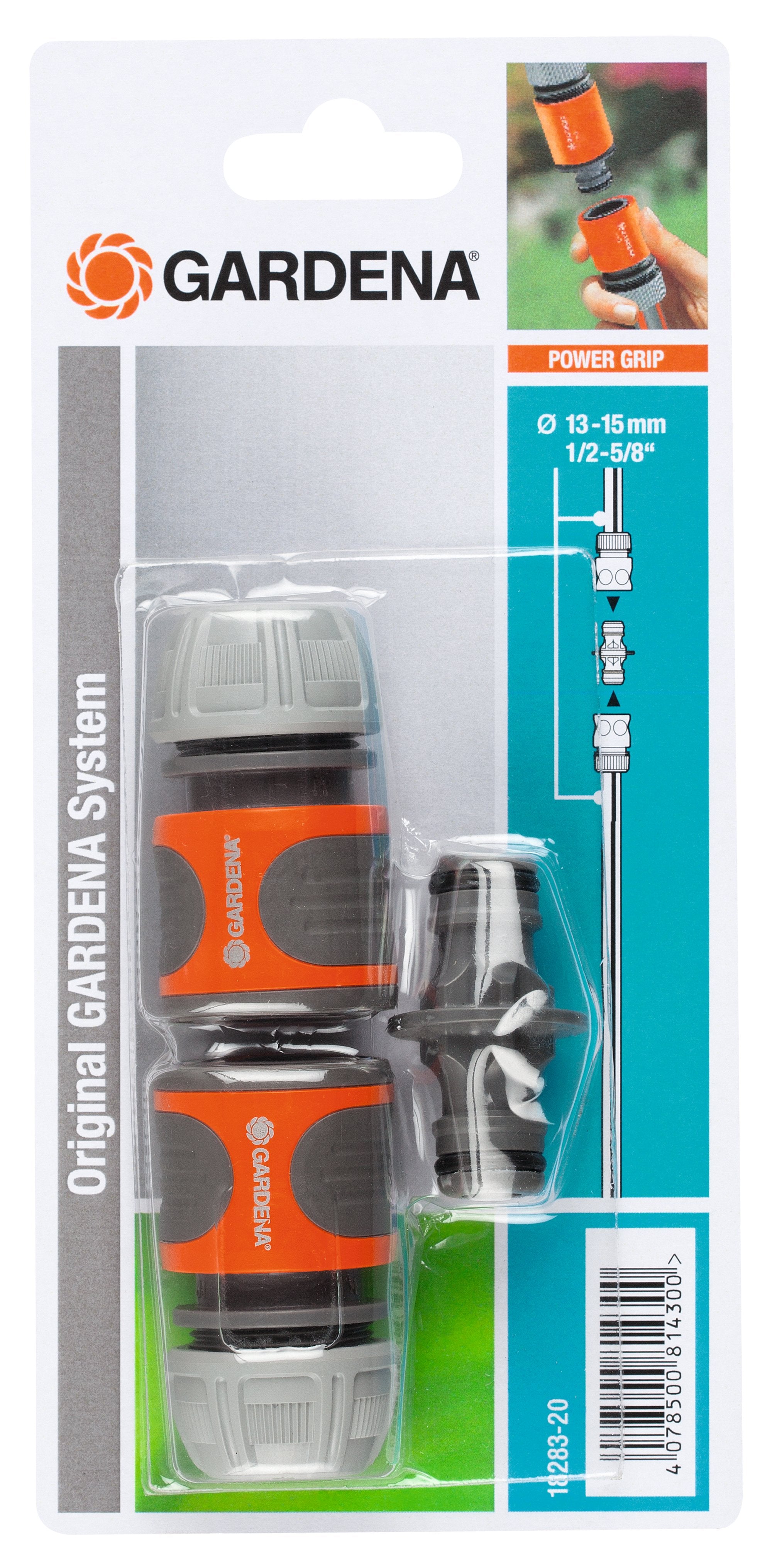 EAN 4078500010382 - Gardena 18283-20 accesorio para manguera Acoplamiento de manguera Gris, Naranja, Plata 1 pieza(s) imagen 1