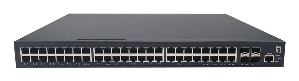 Levelone Poe+Switch 48xge Poe 4x10gsfp 400w 19" Managed L3