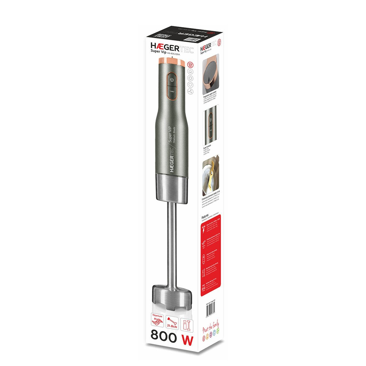EAN 5608475017575 - Haeger HB-80G.026A licuadora Batidora de inmersión 800 W Gris, Acero inoxidable imagen 2
