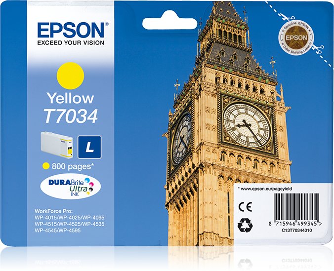 Tinta Original Epson T7034 Tamaño L Amarillo