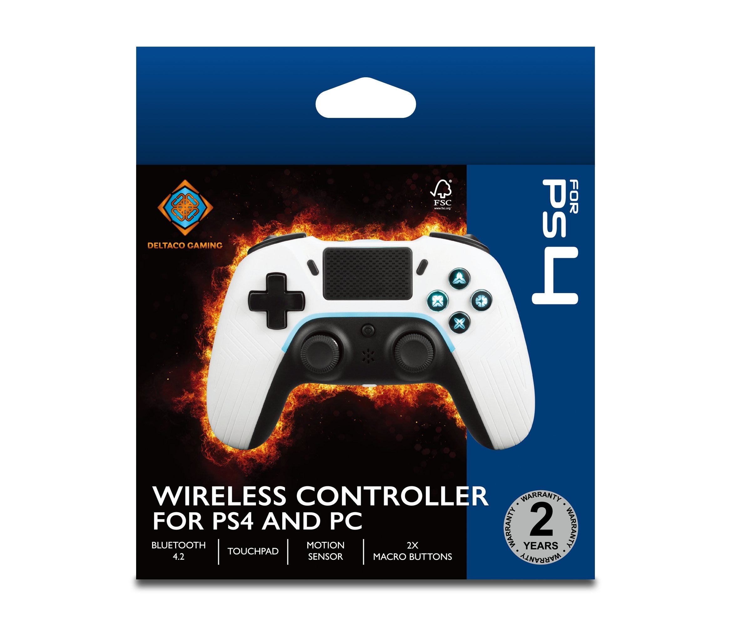 EAN 7333048057099 - Deltaco Gaming GAM-139-W mando y volante Blanco Bluetooth/USB Gamepad Digital Android, PC, PlayStation 4 imagen 2