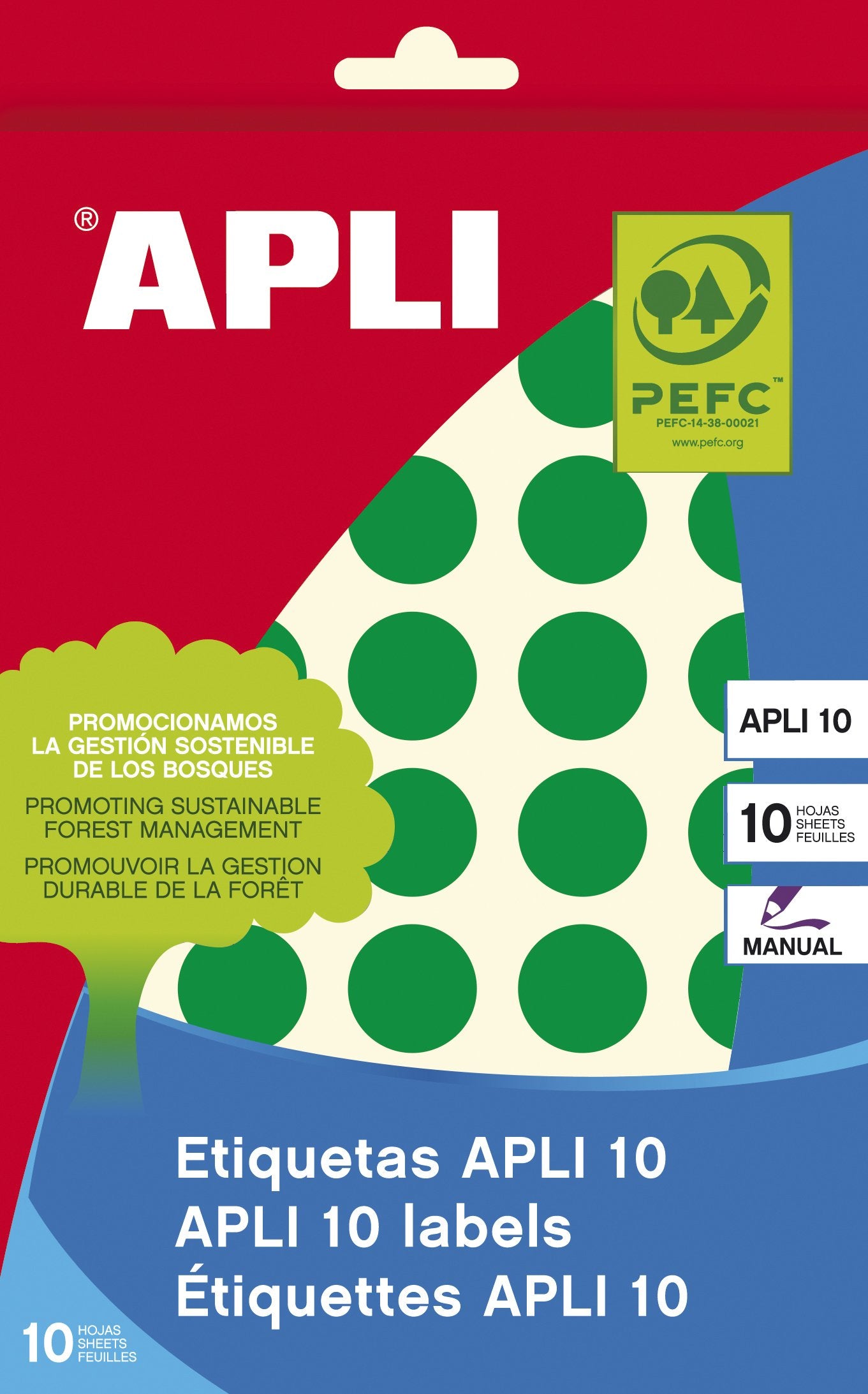 EAN 8410782027454 - APLI 02745 etiqueta autoadhesiva Alrededor Permanente Verde 320 pieza(s) imagen 1