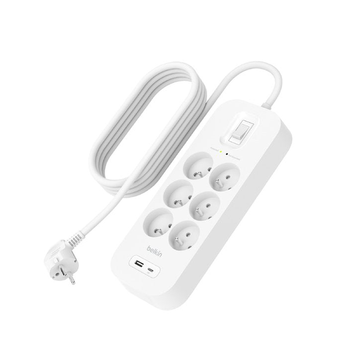 Belkin 2m, 6-Portowa Listwa + 1xusb-A 1xusb-C 650j