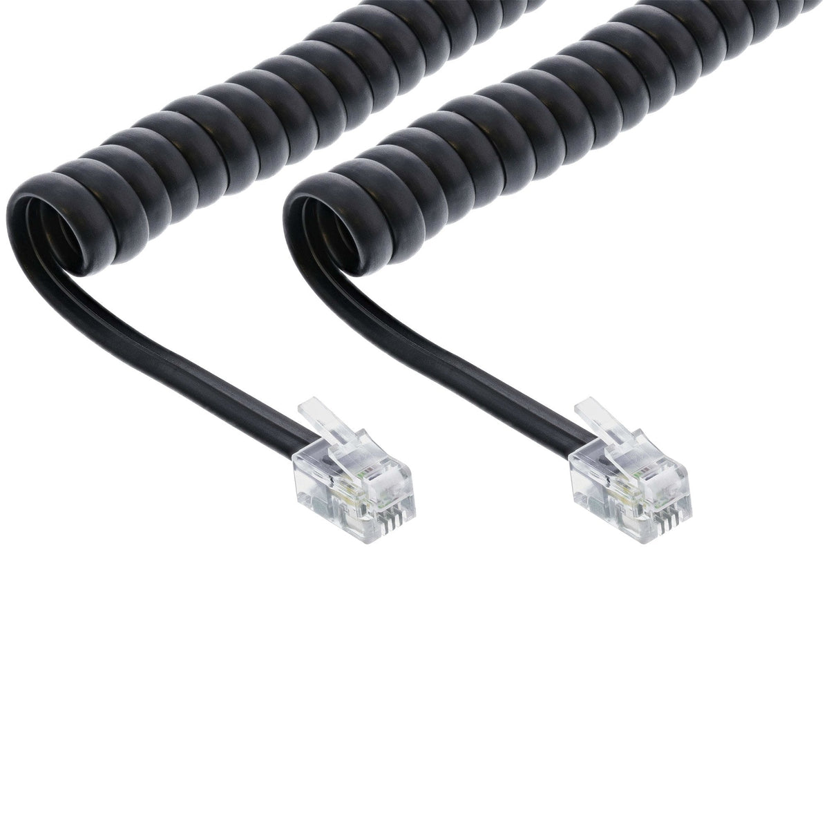 Cable Telefónico En Espiral Inline Rj10 4p4c Negro 4m