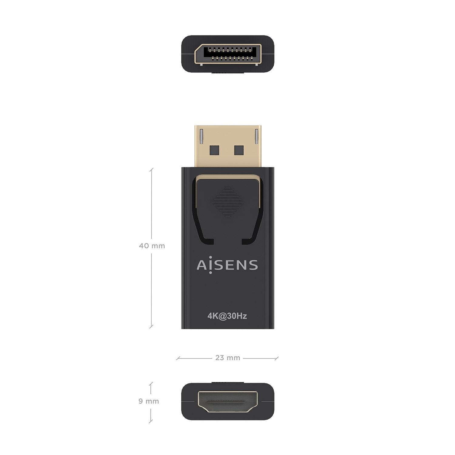 Aisens Conversor Displayport A Hdmi 4k@30hz, Dp/M-Hdmi/H, Negro