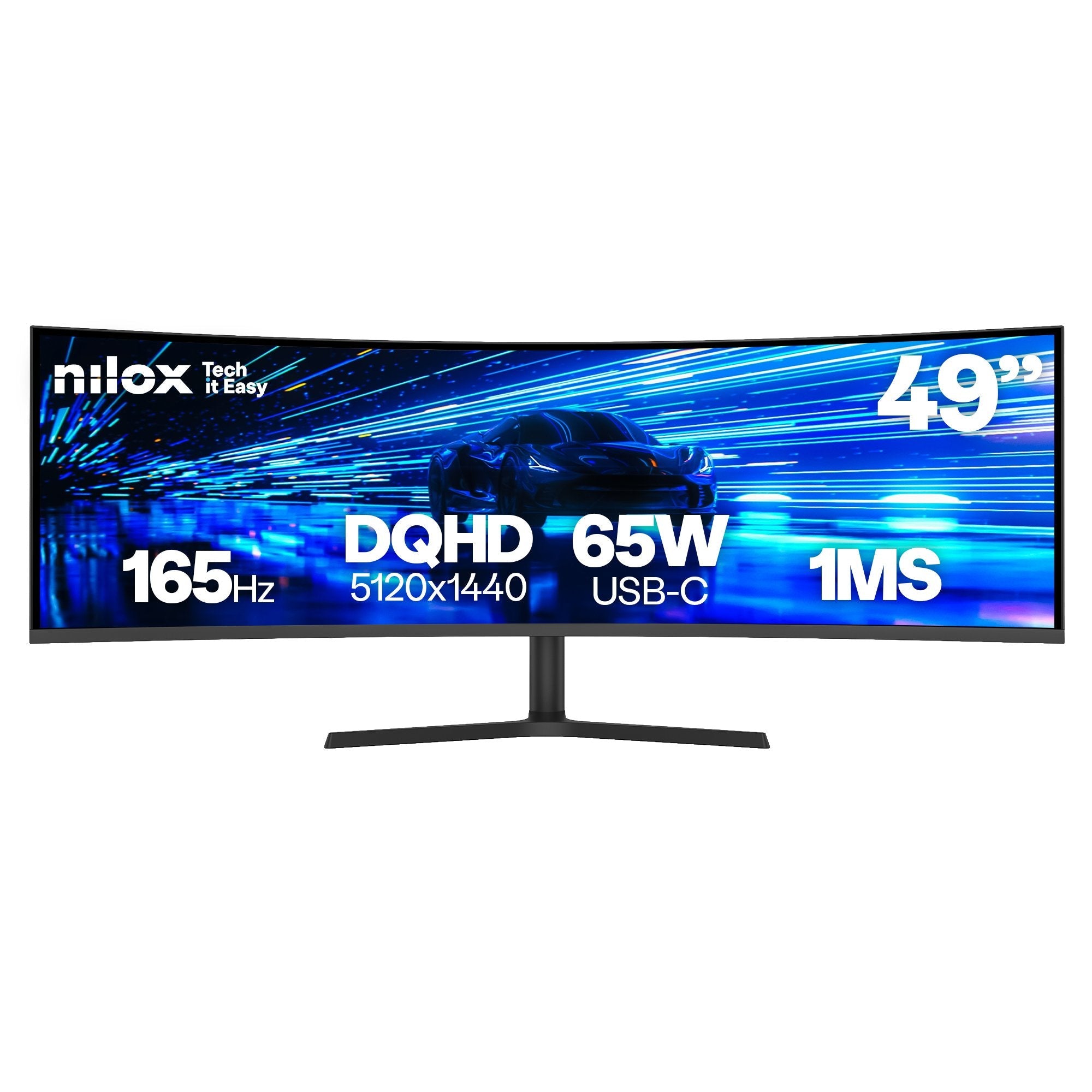 Monitor 49" Curvo Usb-C Dp Hdmi Nilox Nxm49crvdc Dqhd 5120x1440 1ms 165hz 2x3w Vesa 100x100 Pivotant