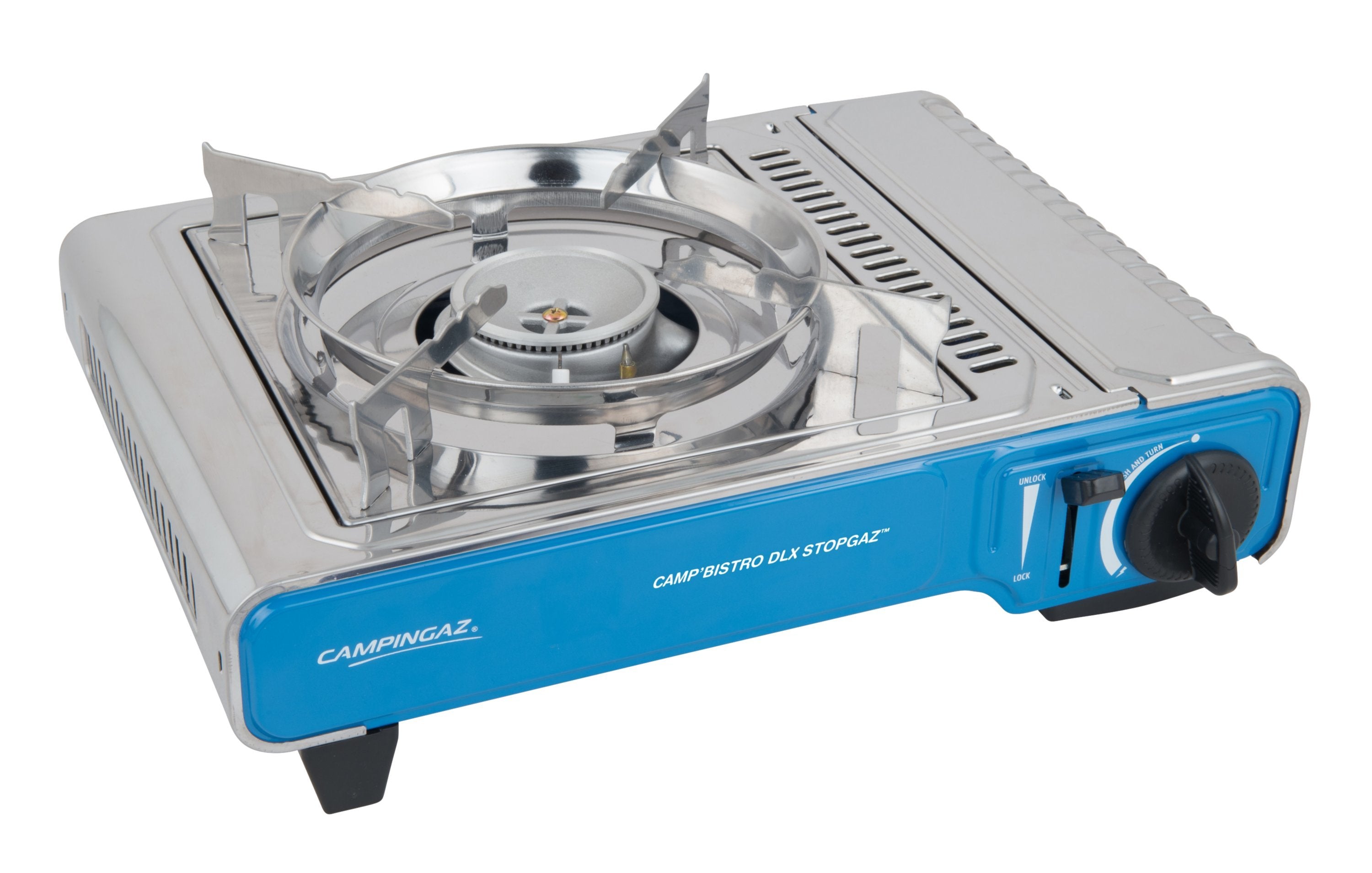 Cocina De Gas Campingaz Camp'Bistro Dlx Stopgaz (Plata/Azul, Cocina De Una Sola Llama De 2,2 Kw)