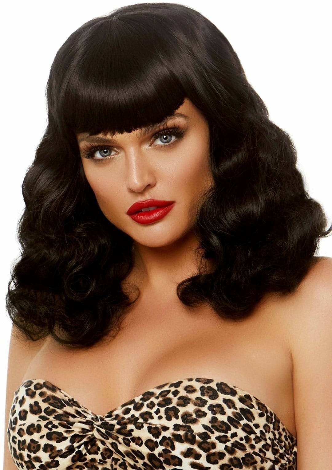 Leg Avenue - Peluca Retro Rizada Con Flequillo Luminiscente Negro