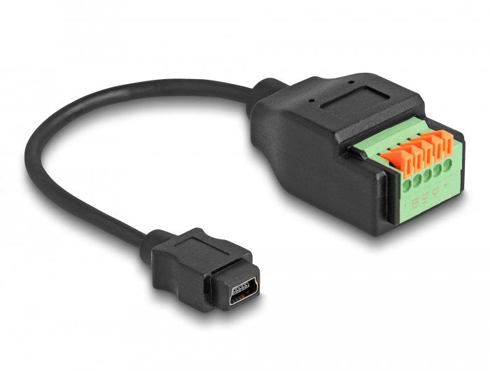 Adaptador Usb 2.0 Delock, Conector Mini-Usb > Bloque De Terminales De 5 Pines Negro, 15 Cm