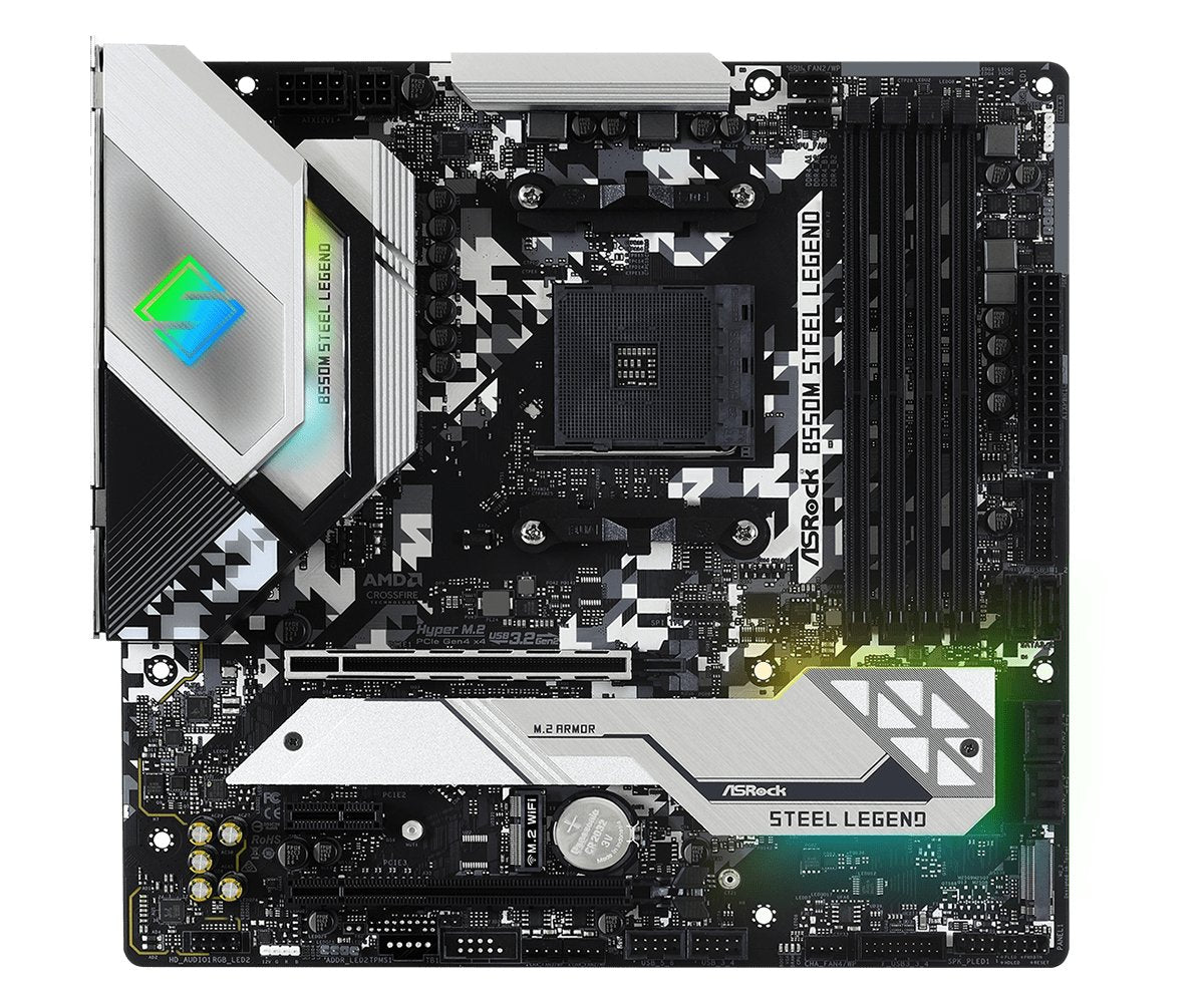 Placa Base Asrock B550m Steel Legend, Amd, Zócalo Am4, Amd Ryzen, Ddr4-Sdram, Dimm, 2133,2400,2667,2933,3200,3466,3600,3733,3800,3866,4000,4133,4200,4266,4333,4400,4466,4533 Mhz