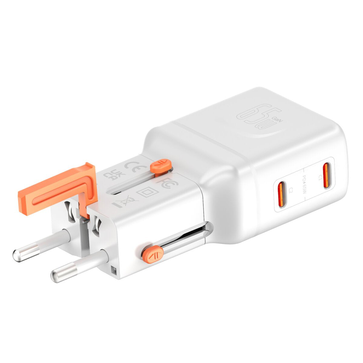 Ladowarka Podrózna World Travel 65w Usb-C + Usb-A Biala