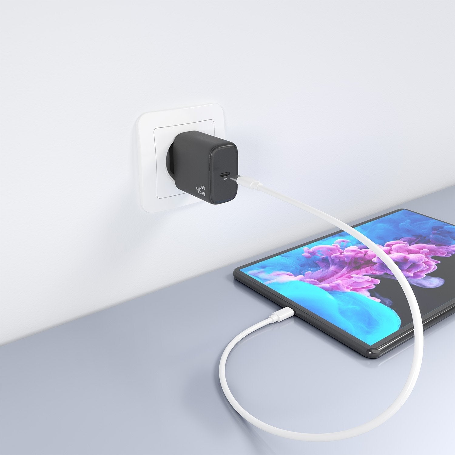 Aisens Cargador Gan 45w, 1xusb-C Pd3.0, Negro