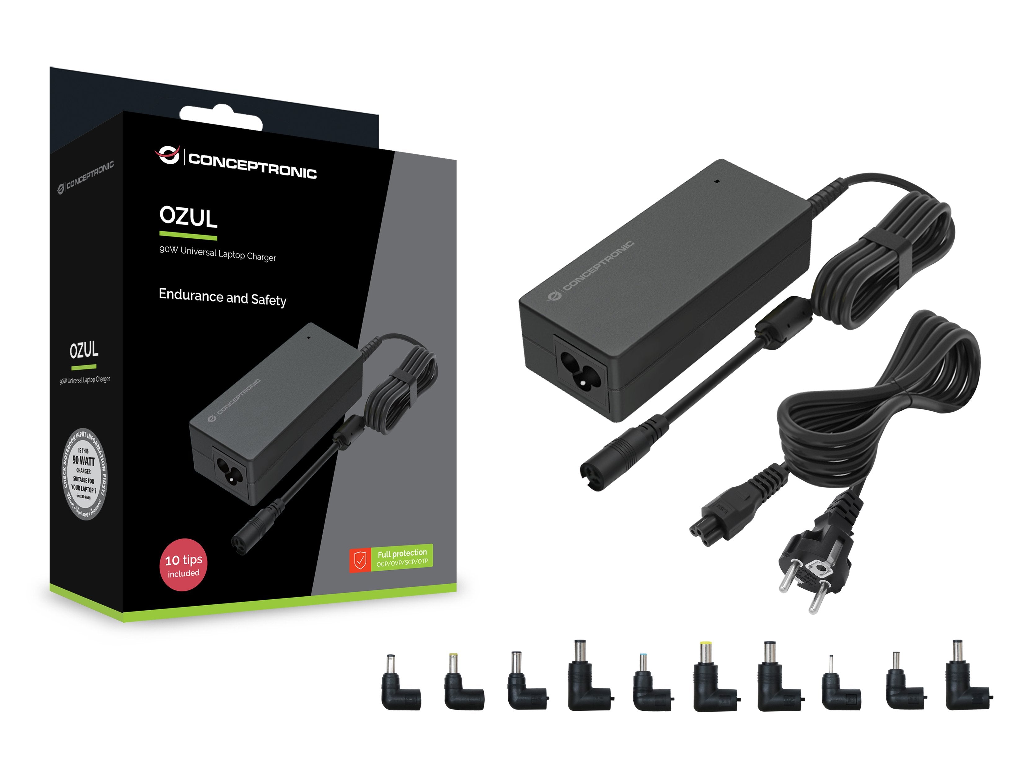 EAN 4015867242537 - Conceptronic OZUL08B10 adaptador e inversor de corriente Interior 90 W Negro imagen 4