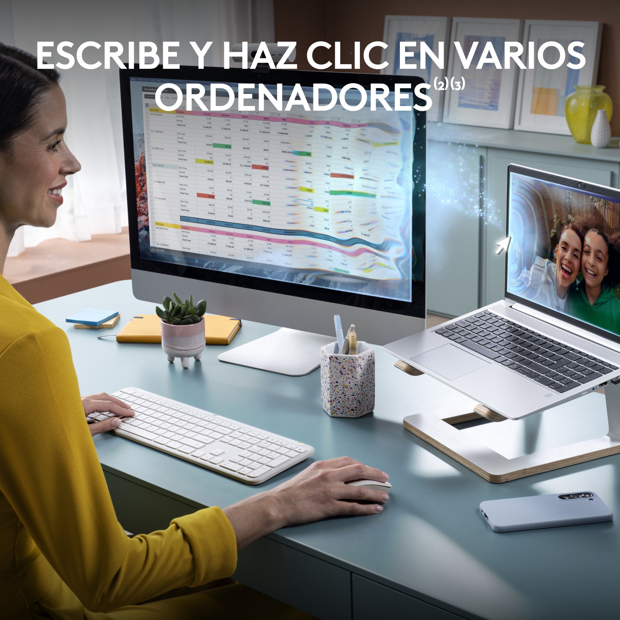 EAN 5099206120327 - Logitech 920-012596 teclado Ratón incluido Oficina RF Wireless + Bluetooth QWERTY Español Blanco imagen 8