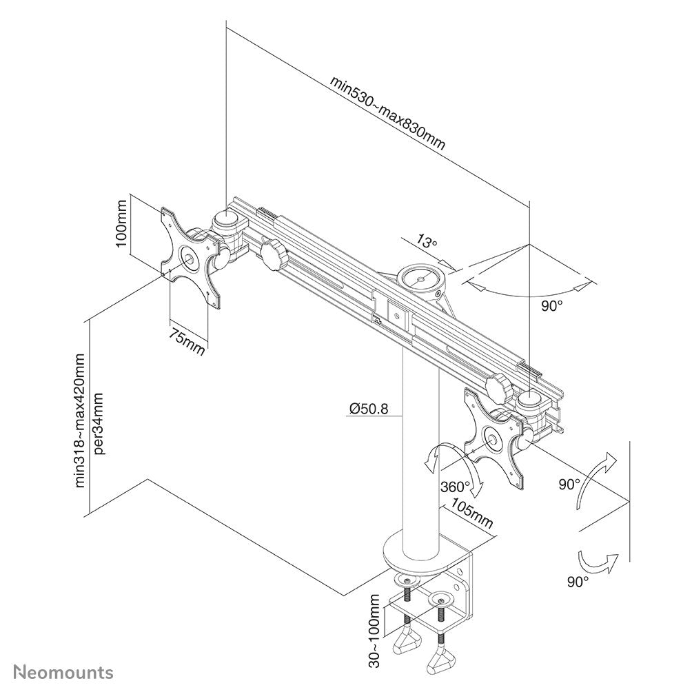 EAN 8717371442484 - Neomounts FPMA-D700D soporte para monitor 76,2 cm (30") Escritorio Negro imagen 4