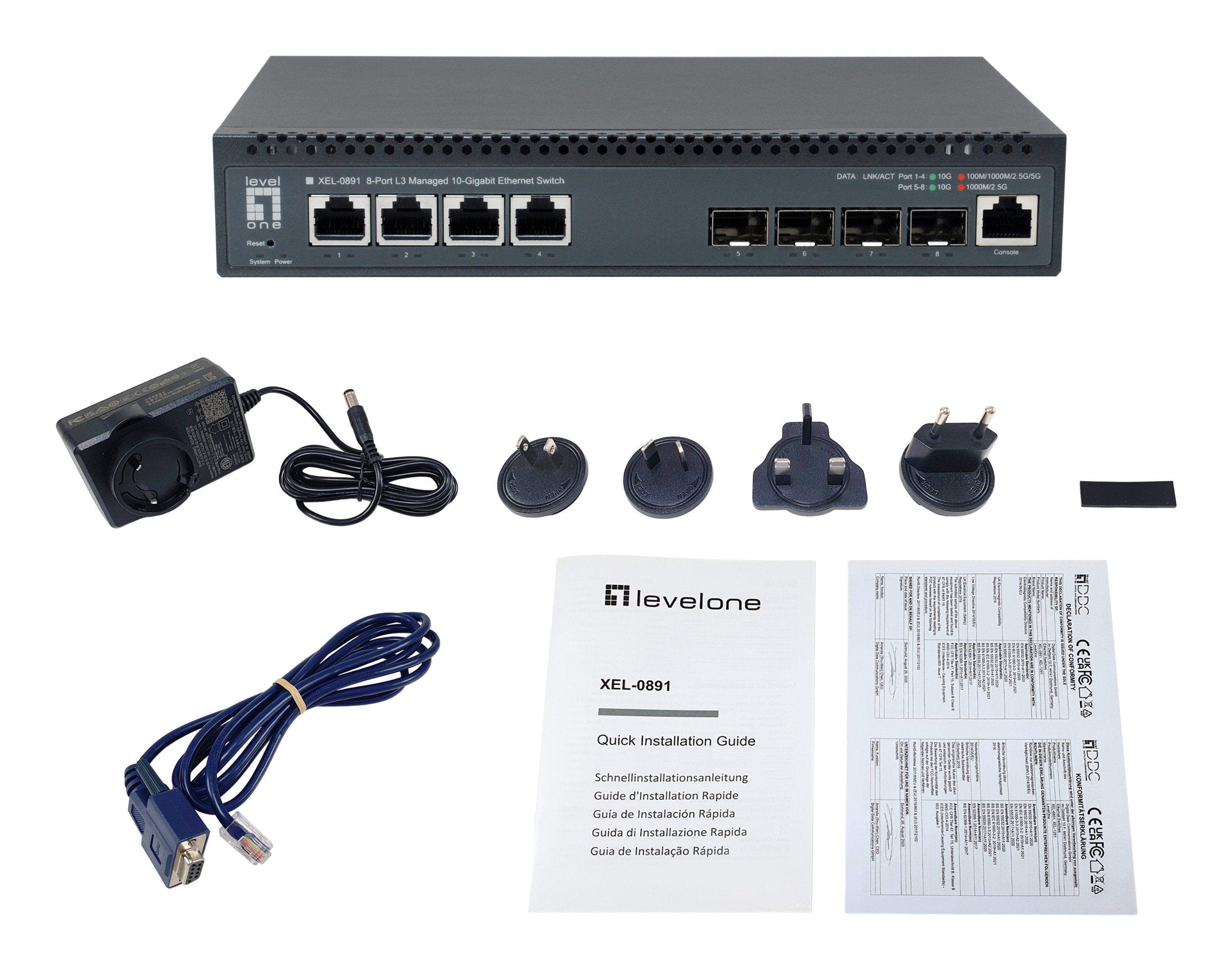 Levelone Switch 4x10ge 4x10gsfp+ 19" Managed L3