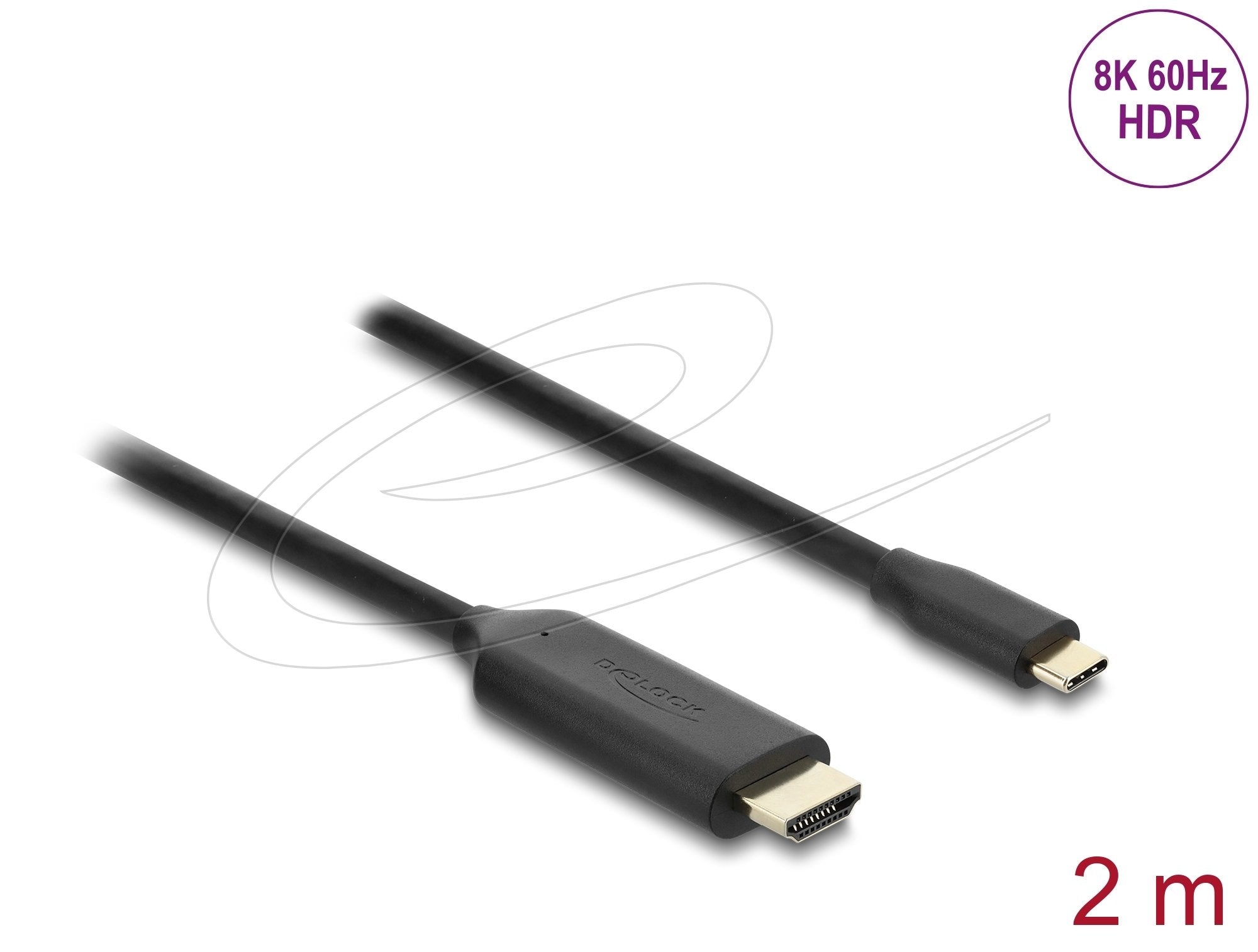 Delock Usb Type-C Zu Hdmi Cable (Dp Alt Mode) 8k 60 Hz Mit Hdr Funktion 2 M Schwarz