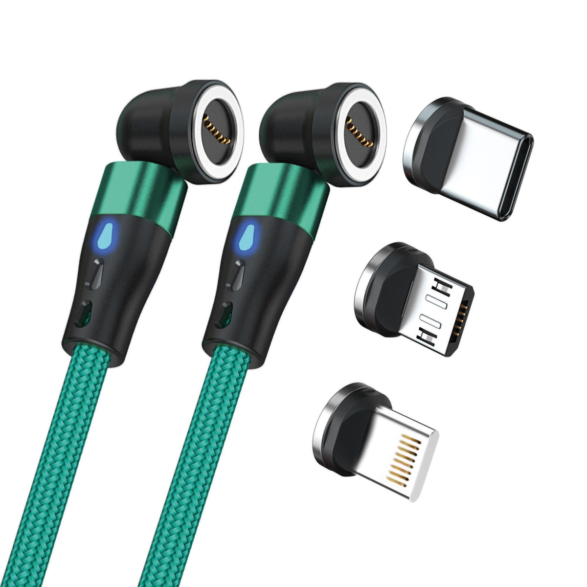 Realpower Magentic Cable,1m 2x Magnético,Verde Con Adaptern